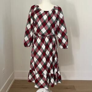 Gymboree Women's Matching Family Plaid Ruffle Dress Christmas Cabin Large